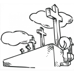 Dibujo para colorear Cementerios Y Campos Santos Dibujo De Cruces En Tumbas De Cementerio Para Pintar Y Colorear