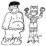 Dibujo para colorear Dibujo De Hulk Panson Y Ironman Delgadito Para Pintar Y Colorear
