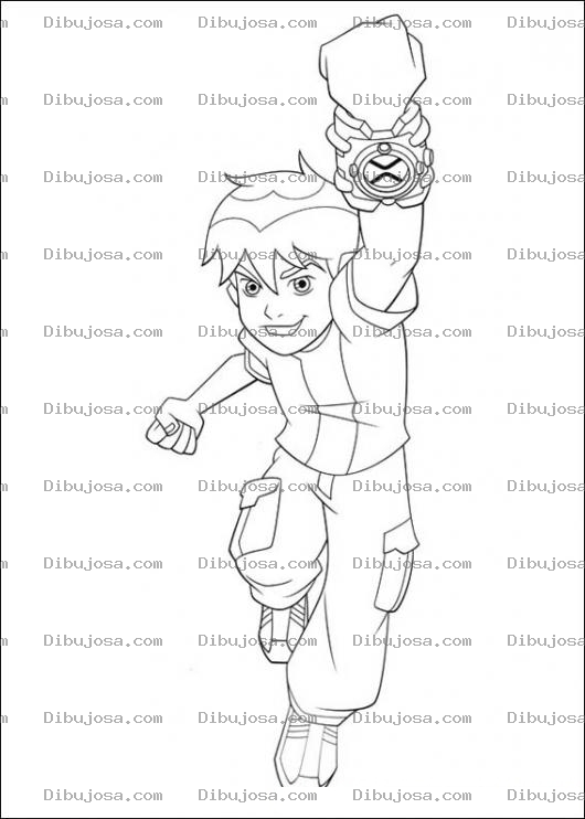 Dibujo para colorear Colorear a Ben 10 Saltando