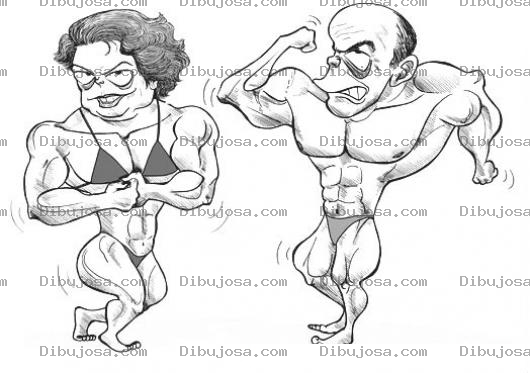 Dibujo para colorear Fisiculturistas Dibujo De Mujer Fisiculturista Y Hombre Fisiculturista Mostrando Musculos Para Pintar Y Colorear Pareja de Fisicoculturistas Musculosos