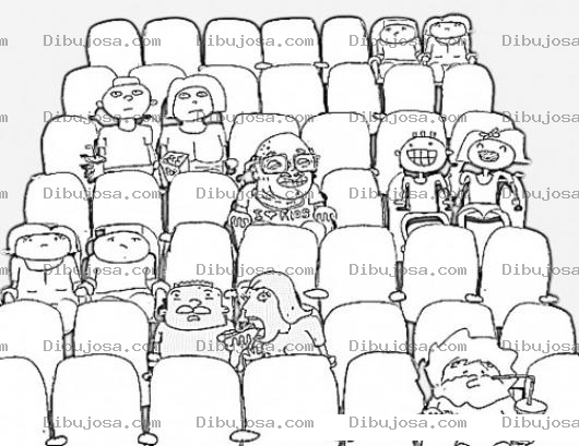 Dibujo para colorear Butacas De Cine Dibujo De Gente Sentada En Las Butacas Del Cine Viendo Una Pelicula Para Pintar Y Colorear Publico Expectador En Sala De Teatro