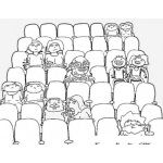 Dibujo para colorear Butacas De Cine Dibujo De Gente Sentada En Las Butacas Del Cine Viendo Una Pelicula Para Pintar Y Colorear Publico Expectador En Sala De Teatro