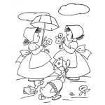 Dibujo para colorear 2 Chicas 1 Sombrilla Para Pintar Y Colorear