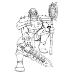Dibujo para colorear Dibujo De Vikingo Con Espada Y Hacha Para Pintar Y Colorear