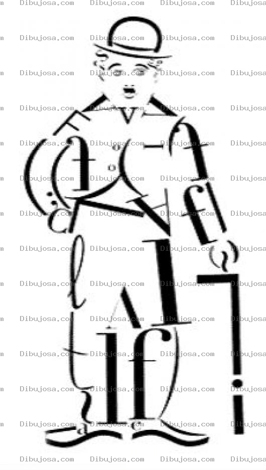 Dibujo para colorear Charles Chaplin Dibujo De Charleschaplin Dibujado Con Letras Para Pintar Y Colorear A Carlos Chapin