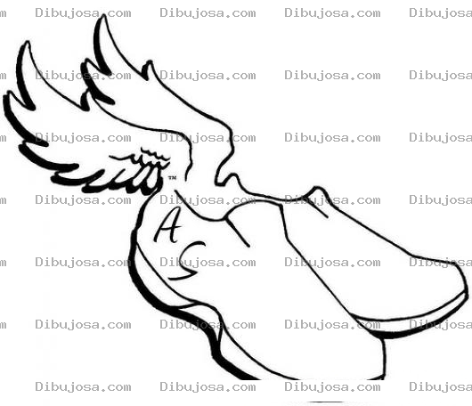 Dibujo para colorear Zapatillas Veloces Dibujo De Zapatos Con Alas Para Pintar Y Colorear