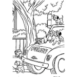 Dibujo para colorear Dibujo De Dalmatas En Carro De Policia Para Pintar Y Colorear