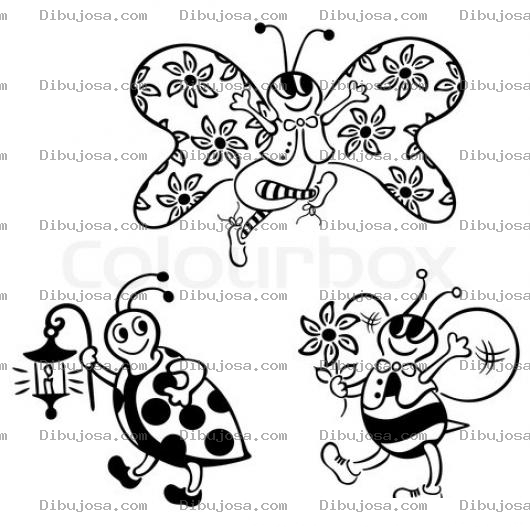 Dibujo para colorear Dibujo De Bichitos Para Pintar Y Colorear Mariposita Mariquita Y Abejita
