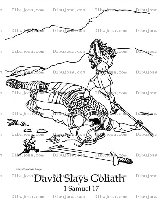 Dibujo para colorear colorear a David decapitando a Goliat