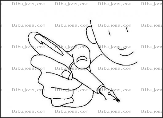 Dibujo para colorear Plumas Fuentes Dibujo De Nino Escribiendo Con Una Pluma Fina Para Pintar Y Colorear