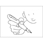 Dibujo para colorear Plumas Fuentes Dibujo De Nino Escribiendo Con Una Pluma Fina Para Pintar Y Colorear