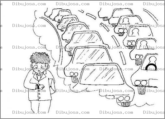 Dibujo para colorear Trafico Pesado Dibujo De Hombre Viendo La Hora Y Pensando En El Alto Trafico De Vehiculos Del Viernes A Las 6 De La Tarde Para Pintar Y Colorear El Trafico De Los Viernes