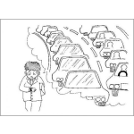 Dibujo para colorear Trafico Pesado Dibujo De Hombre Viendo La Hora Y Pensando En El Alto Trafico De Vehiculos Del Viernes A Las 6 De La Tarde Para Pintar Y Colorear El Trafico De Los Viernes
