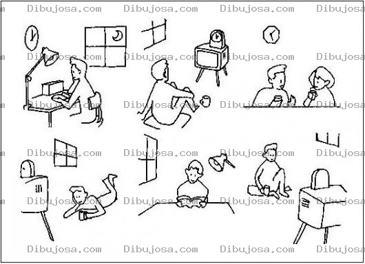 Dibujo para colorear Actividades De Un Hombre Durante Todo El Dia Para Pintar Y Colorear Que Es Lo Que Hacen Los Hombres En Un Dia Normal