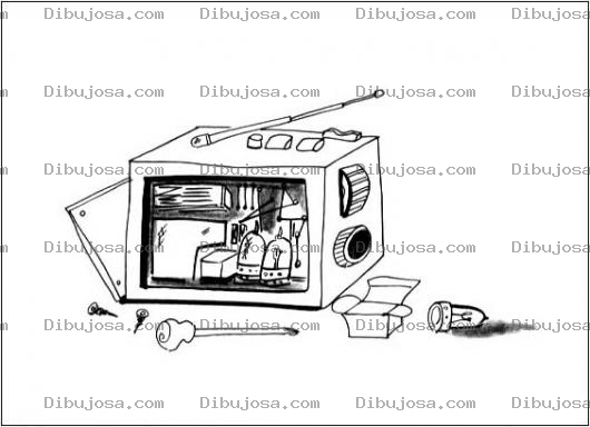 Dibujo para colorear Reparacion De Televisores Dibujo De Un Televisor Para Pintar Y Colorear Tele Descompuesta Television Arruinada Tv Quemada