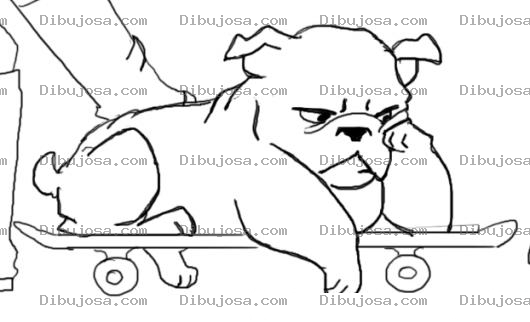 Dibujo para colorear Dibujo De Perro Aburrido En Patineta Para Pintar Y Colorear
