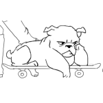 Dibujo para colorear Dibujo De Perro Aburrido En Patineta Para Pintar Y Colorear