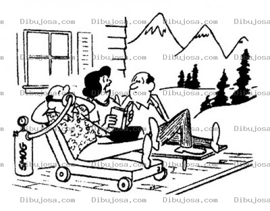 Dibujo para colorear Tanque De Oxigeno Dibujo Para Colorear A Una Familia Tomando Aire Fresco En Las Montanas Y El Abuelo Extranando El Smog De La Ciudad