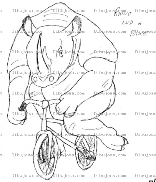 Dibujo para colorear Bicicletas De Aluminio Dibujo De Un Rinoceronte En Bicicleta De Aluminio Para Pintar Y Colorear