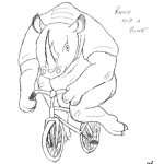 Dibujo para colorear Bicicletas De Aluminio Dibujo De Un Rinoceronte En Bicicleta De Aluminio Para Pintar Y Colorear