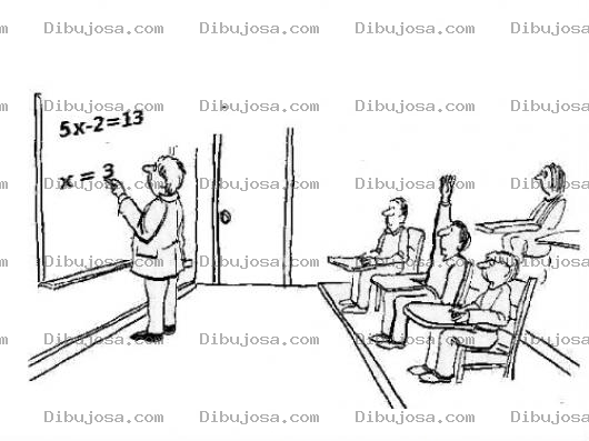 Dibujo para colorear Clases De Matematica Dibujo De Profesor De Matematicas Dando Clases Y Un Alumno Levantando La Mano Para Pintar Y Colorear