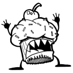 Dibujo para colorear Dibujo De Pastelito De Cereza Con Dientes Para Pintar Y Colorear