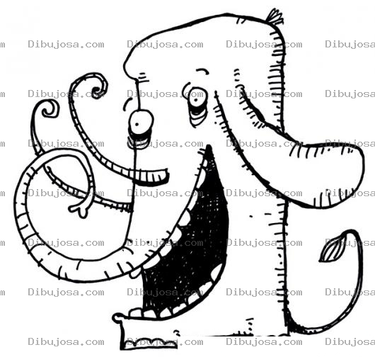 Dibujo para colorear Dibujo De Elefante De Patas Cutas Para Pintar Y Colorear