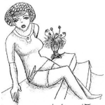 Dibujo para colorear Dibujo De Mujer Sentada En Gradas Para Pintar Y Colorear