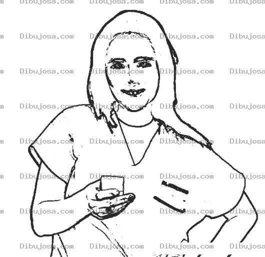 Dibujo para colorear Pintar a una mujer con celular
