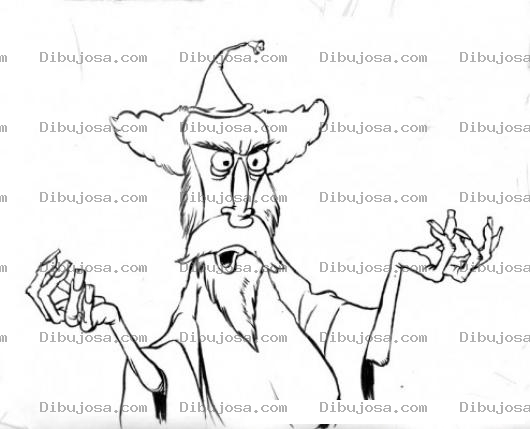 Dibujo para colorear Dibujo De Mago Con Las Manos Extendidas Para Pintar Y Colorear