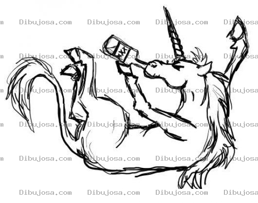 Dibujo para colorear Dibujo De Unicornio Tomando D Euna Botella Para Pintar Y Colorear