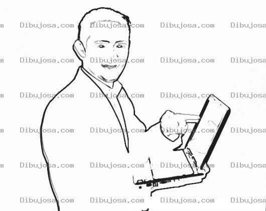 Dibujo para colorear Colorear a un muchacho con laptop