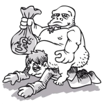 Dibujo para colorear La Pesada Deuda Para Pintar Y Colorear A Un Hombre Endeudado Cargando A La Usurera Y Horrorosa Deuda Viviente