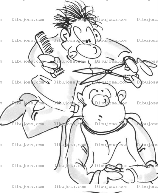 Dibujo para colorear Dibujo De Peluqeuro Cortandole El Unico Pelo A Un Calvo Para Pintar Y Colorear Barbero Con Viejo Pelon En Barberia