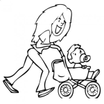 Dibujo para colorear Carruajes De Bebes Dibujo De Mama Con Su Bebe En Carruaje Para Pintar Y Colorear