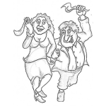 Dibujo para colorear Dibujo De Esposos Contentos Bailando Cueca Con Panuelos Para Pintar Y Colorear