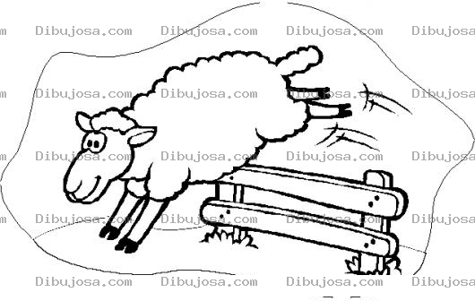 Dibujo para colorear Dibujo De Oveja Saltando Una Cerca Para Pintar Y Colorear El Sueno De Un Hombre Contando Ovejeas Para Poder Dormir