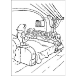 Dibujo para colorear Blanca Nieves en la cama y los 7 enanitos