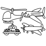 Dibujo para colorear Dibujo De Transportes Para Pintar Y Colorear Helicoptero Avion Taxi Y Avioneta