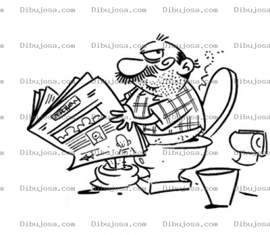 Dibujo para colorear Necesidades Fisiologicas Dibujo De Un Hombre Ocupado En El Bano Haciendo Popo En El Inodoro Para Pintar Y Colorear Hombre Defecando Y Leyendo El Periodico