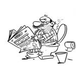 Dibujo para colorear Necesidades Fisiologicas Dibujo De Un Hombre Ocupado En El Bano Haciendo Popo En El Inodoro Para Pintar Y Colorear Hombre Defecando Y Leyendo El Periodico