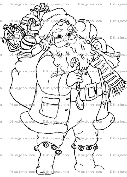 Dibujo para colorear Dibujo De Santa Claus Con Muchos Regalos Para Pintar A Papa Noel Repartiendo Los Juguetes De Navidad