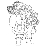 Dibujo para colorear Dibujo De Santa Claus Con Muchos Regalos Para Pintar A Papa Noel Repartiendo Los Juguetes De Navidad