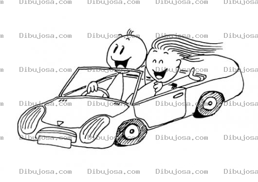 Dibujo para colorear Carros Convertibles Dibujo De Una Pareja De Novios En Un Carro Deportivo Y Descapotable Para Pintar Y Colorear