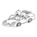 Dibujo para colorear Carros Convertibles Dibujo De Una Pareja De Novios En Un Carro Deportivo Y Descapotable Para Pintar Y Colorear