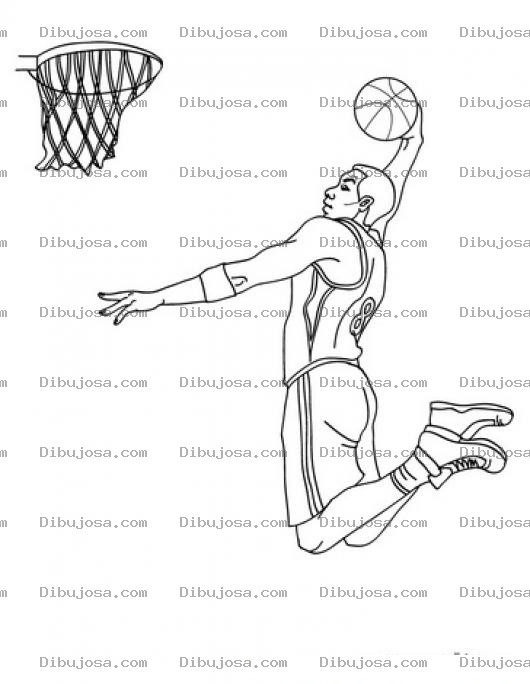 Dibujo para colorear Colorear jugador de baloncesto clavando la pelota