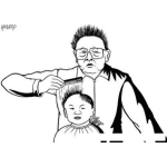 Dibujo para colorear Barberia Dibujo De Peluquero Peinando A Un Nino Con El Pelo Parado Para Pintar Y Colorear
