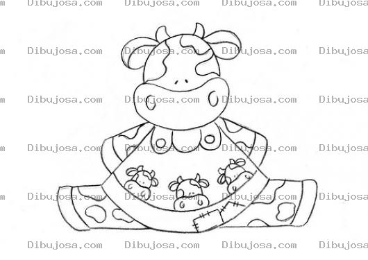 Dibujo para colorear Dibujo De Vaquita Con Vestido Para Pintar Y Colorear Vaquita Feliz