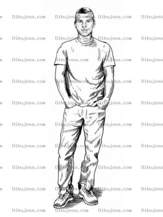 Dibujo para colorear Chico En Jeans Para Pintar Y Colorear Dibujo De Un Muchacho Con Playera Pantalon De Lona Y Tenis