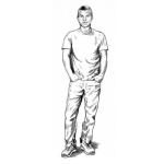 Dibujo para colorear Chico En Jeans Para Pintar Y Colorear Dibujo De Un Muchacho Con Playera Pantalon De Lona Y Tenis